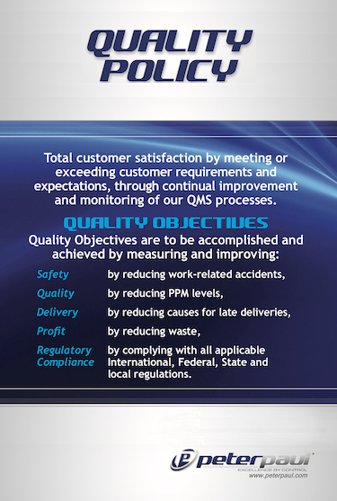Peter Paul quality policy