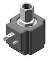 Technical drawing — MODEL 23 3WNC 1/4-18 NPT PIPED EXHAUST DIN STYLE COIL