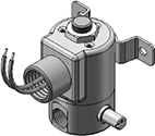 Technical drawing — MODEL 22 MANUAL OVERRIDE 2WNC CONDUIT/BRACKET COIL CONNECTION