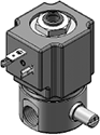 Technical drawing — MODEL 23 MANUAL OVERRIDE 3WNC EXHAUST TO ATMOSPHERE DIN STYLE COIL
