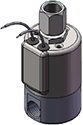 Technical drawing — MODEL 23 1/4-18 NPT 3WNC PIPED EXHAUST GROMMET WITH LEADS