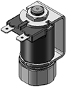 Technical drawing — MODEL 52 STUD MOUNT BODY 2WNC YOKE WITH SPADE TERMINALS