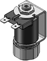 Technical drawing — MODEL 53 STUD MOUNT BODY 3WNC EXHAUST TO ATMOSPHERE YOKE WITH SPADE TERMINALS