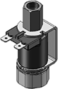 Technical drawing — MODEL 55 STUD MOUNT BODY 3-WAY DIRECTIONAL CONTROL YOKE WITH SPADE TERMINALS