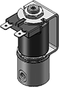 Technical drawing — 10-32 PORTS 3WNC EXHAUST TO ATMOSPHERE YOKE WITH SPADE TERMINALS