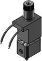 Technical drawing — 3W DIRECTIONAL CONTROL MOLDED COIL WITH LEADS PLASTIC BODY WITH 10-32 PORTS