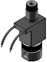 Technical drawing — 3W DIRECTIONAL CONTROL PIPED EXHAUST MOLDED LEAD STYLE COIL STAINLESS STEEL BODY WITH 10-32 PORTS
