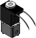 Technical drawing — 2WNC MOLDED COIL WITH LEADS PLASTIC BODY WITH 10-32 PORTS