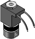 Technical drawing — 2WNC MOLDED LEAD STYLE COIL STAINLESS STEEL BODY WITH 10-32 PORTS