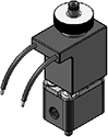 Technical drawing — 3WNC EXHAUST TO ATMOSPHERE MOLDED COIL WITH LEADS PLASTIC BODY WITH 10-32 PORTS