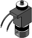 Technical drawing — 3WNC EXHAUST TO ATMOSPHERE MOLDED LEAD STYLE COIL STAINLESS STEEL BODY WITH 10-32 PORTS