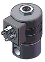 Technical drawing — SERIES 20 MODEL 23 4 PIN DIN 1/4-18 NPT 3WAY EXHAUST TO ATMOSPHERE MAGNETIC LATCHING COIL