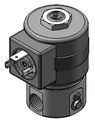 Technical drawing — SERIES 20 MODEL 23 METERING 3WNC EXHAUST TO ATMOSPHERE MAGNETIC LATCHING COIL