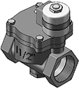 Technical drawing — 2WNC MAGNET LATCHING DIN COIL 1-1/2" NPT PORTS