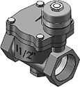 Technical drawing — 2WNC MAGNET LATCHING COIL WITH LEADS 1-1/2" NPT PORTS