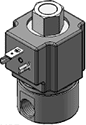 Technical drawing — MODEL BP21 1/4-18 NPT 2WNO BODY PORTS DIN STYLE COIL