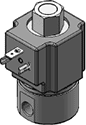Technical drawing — MODEL BP21 1/8-27 NPT 2WNO BODY PORTS DIN STYLE COIL