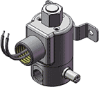 Technical drawing — MODEL BP21 MANUAL OVERRIDE 2WNO BODY PORTS CONDUIT/BRACKET COIL CONNECTION