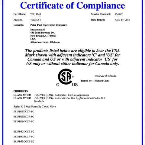 CSA Certification for CI Half Inch Solenoid Valve used in Hazardous Locations