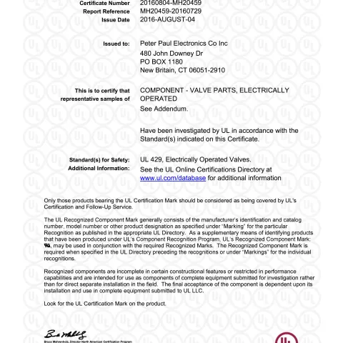 UL Recognized Components for Solenoid Coils