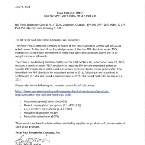 TSCA Statement