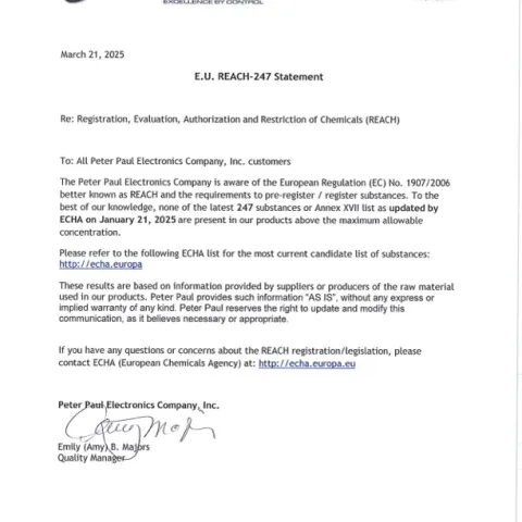 E.U. REACH STATEMENT